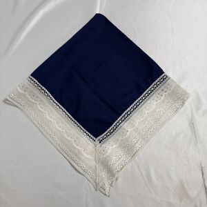 Blue & White Lace Hankerchief Women’s 24”x24” Handmade